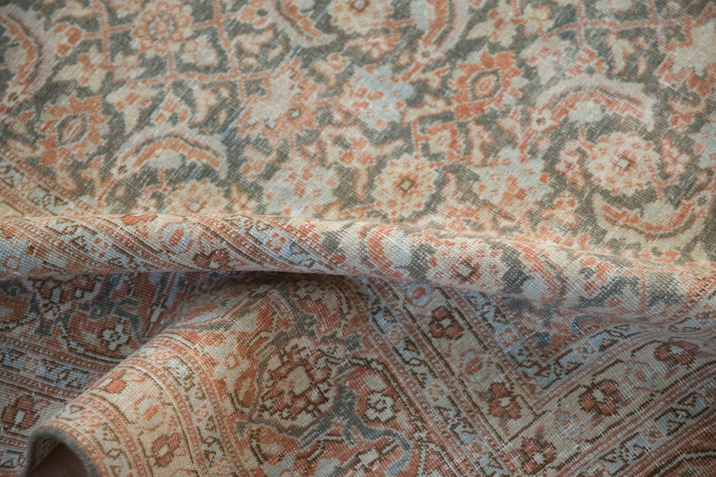 Vintage Distressed Tabriz Carpet 7.5x11, hand-knotted one of a kind piece