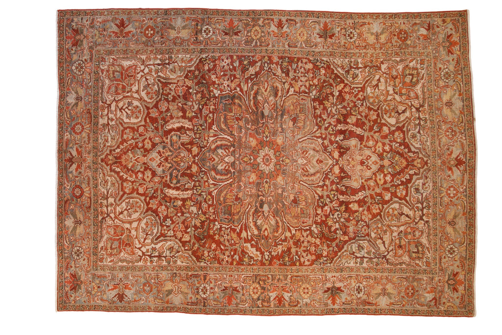 Vintage Distressed Ahar Carpet 8x11, hand-knotted one of a kind piece