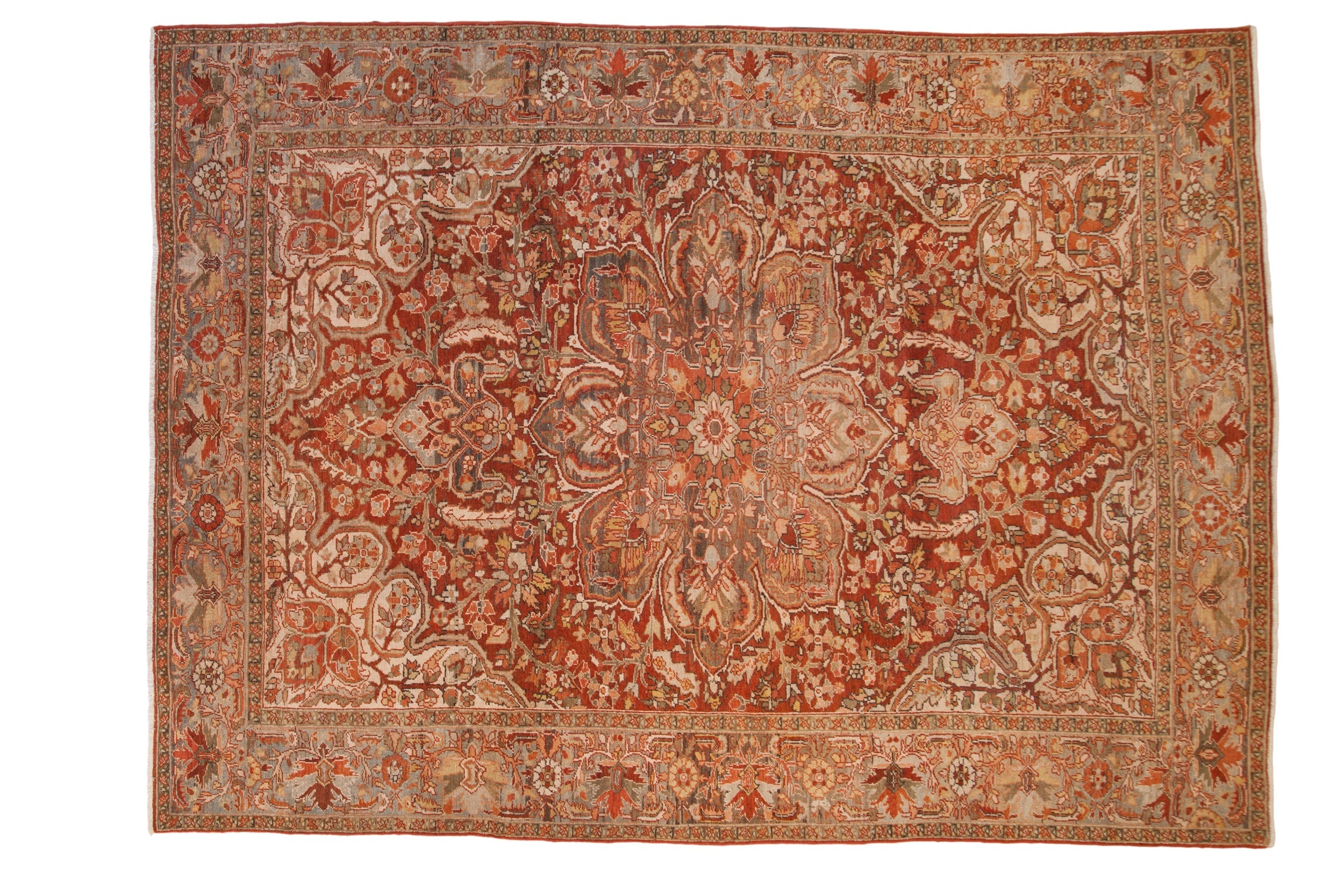 Vintage Distressed Ahar Carpet 8x11, hand-knotted one of a kind piece