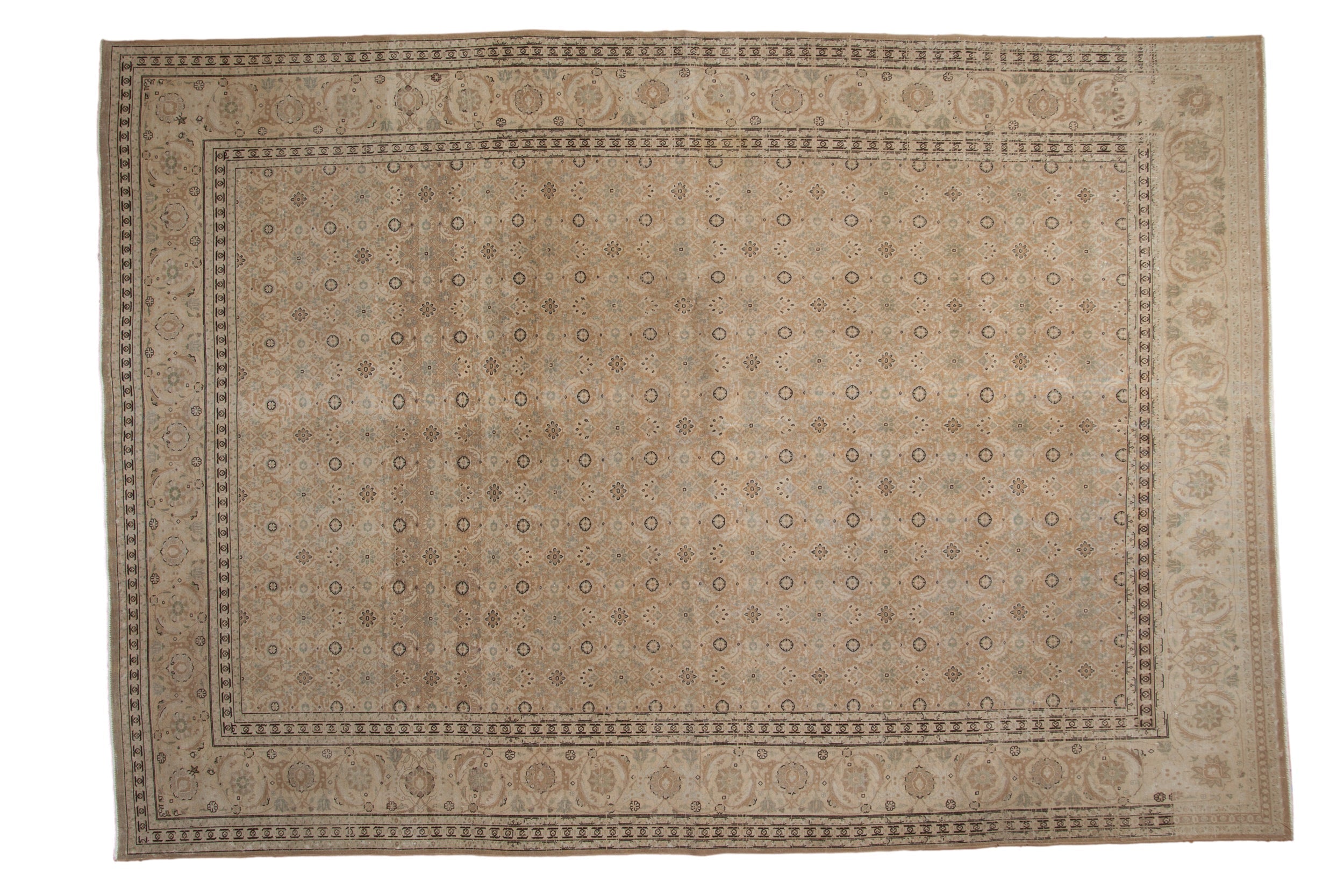 Vintage Distressed Tabriz Carpet 8x11.5, hand-knotted one of a kind piece