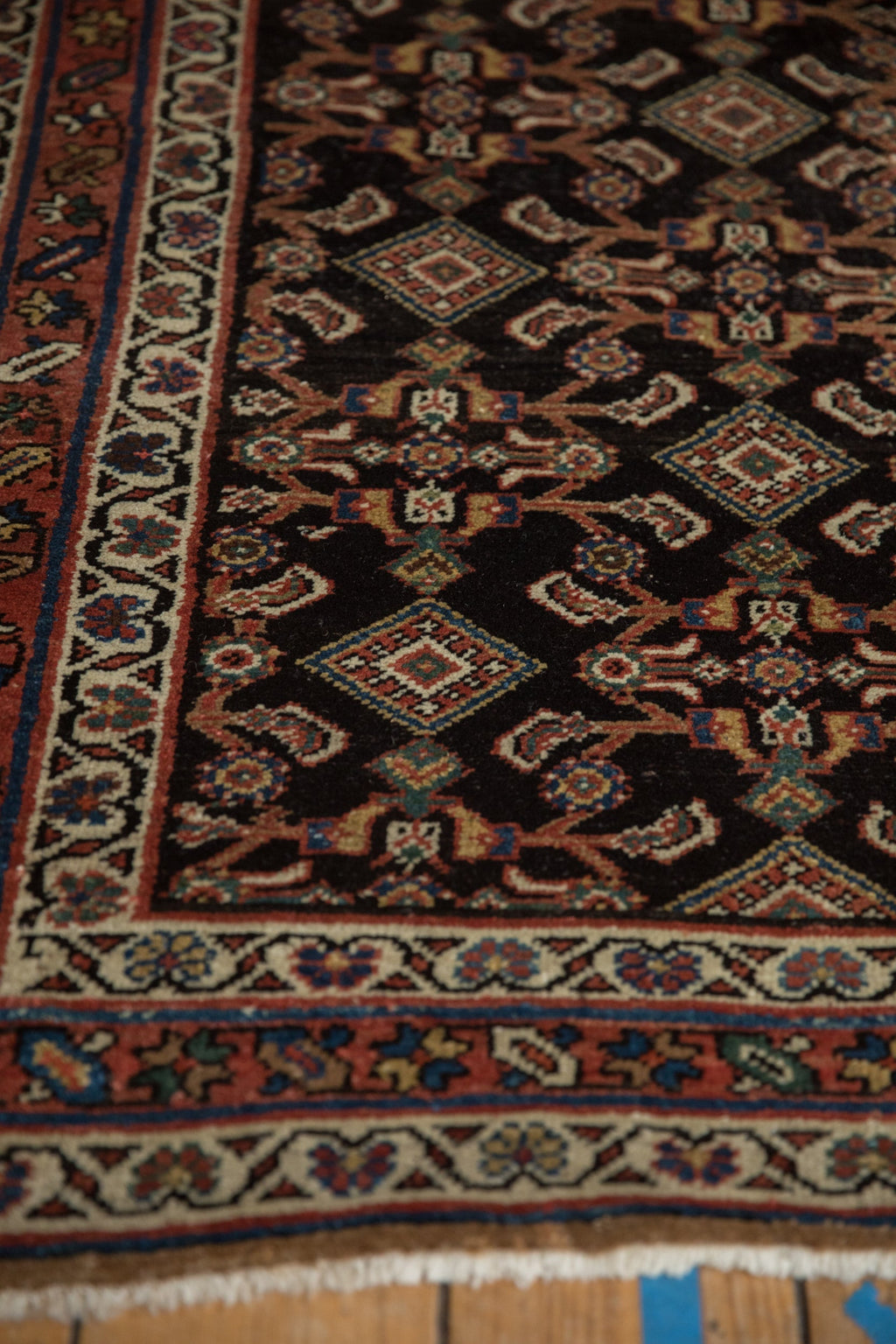 Back of the hand-knotted rug showing construction