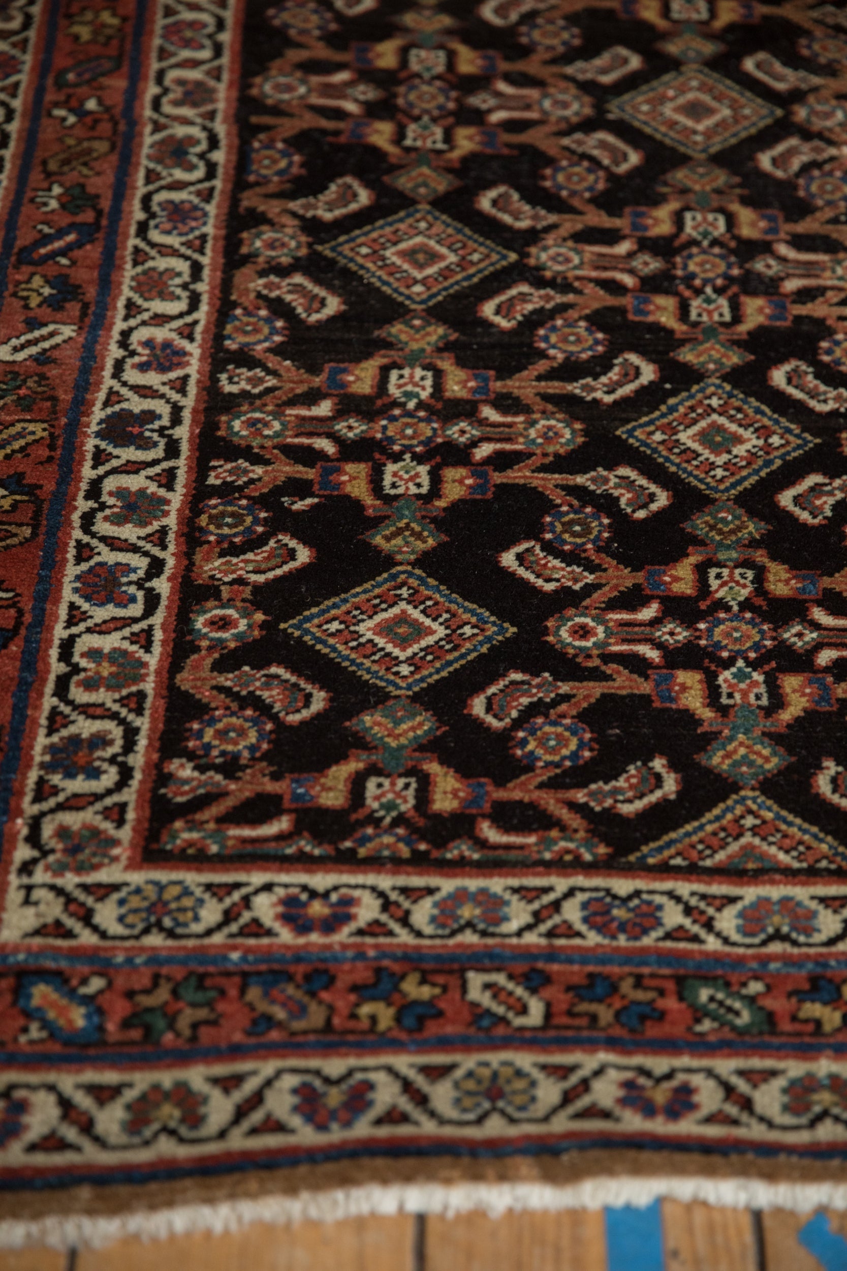 Back of the hand-knotted rug showing construction