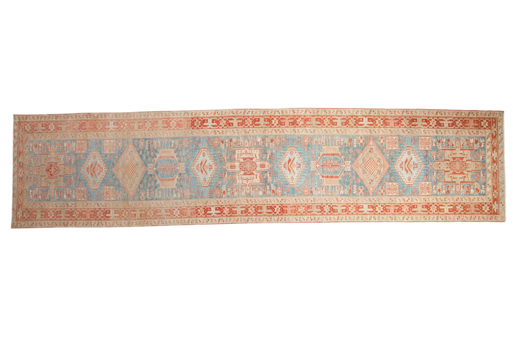 Vintage Distressed Karaja Runner 3.5x15, hand-knotted one of a kind piece