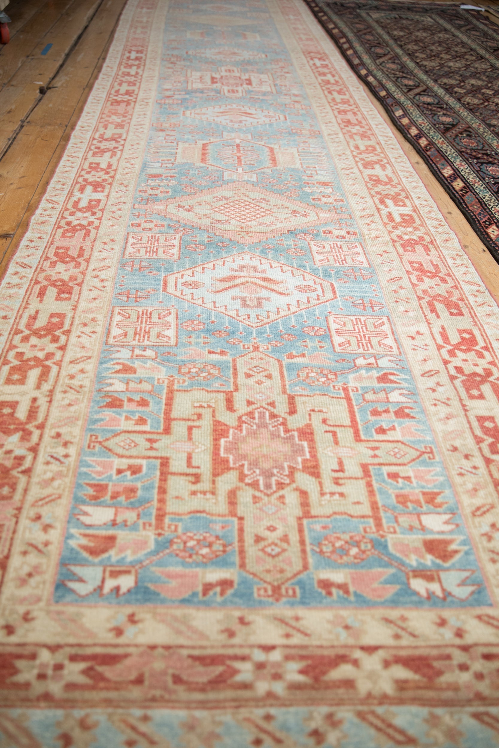 Back of the hand-knotted rug showing construction