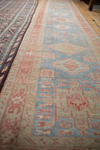 Vintage Distressed Karaja Runner 3.5x15, hand-knotted one of a kind piece