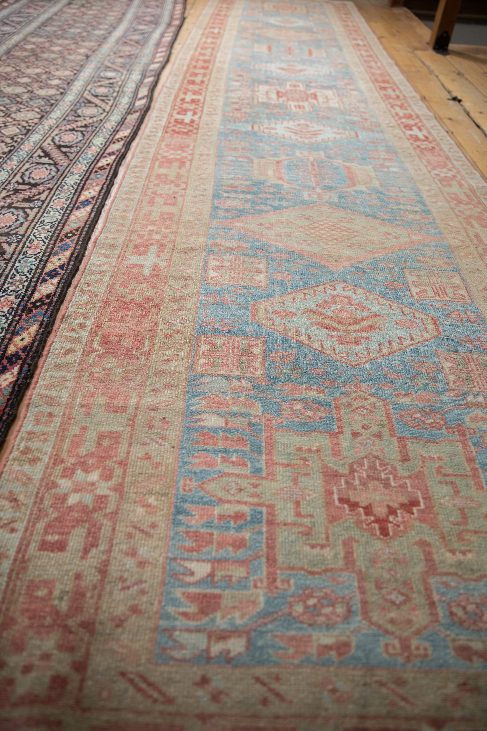 Vintage Distressed Karaja Runner 3.5x15, hand-knotted one of a kind piece