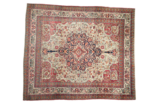 Antique Kerman Carpet 9x10, hand-knotted one of a kind piece