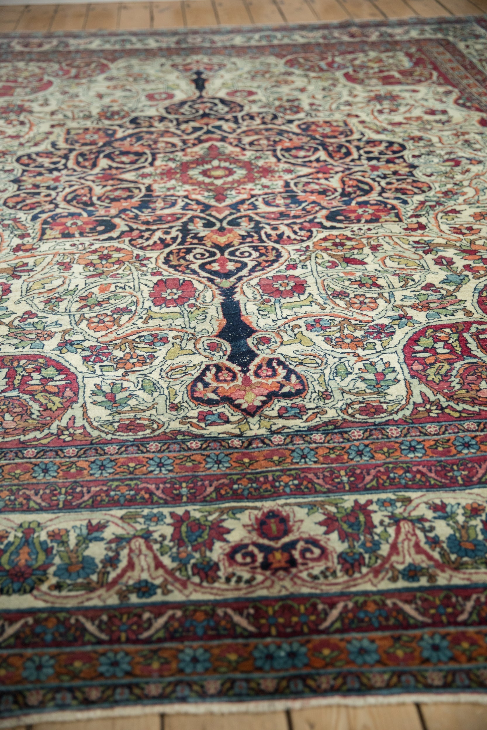 Back of the hand-knotted rug showing construction