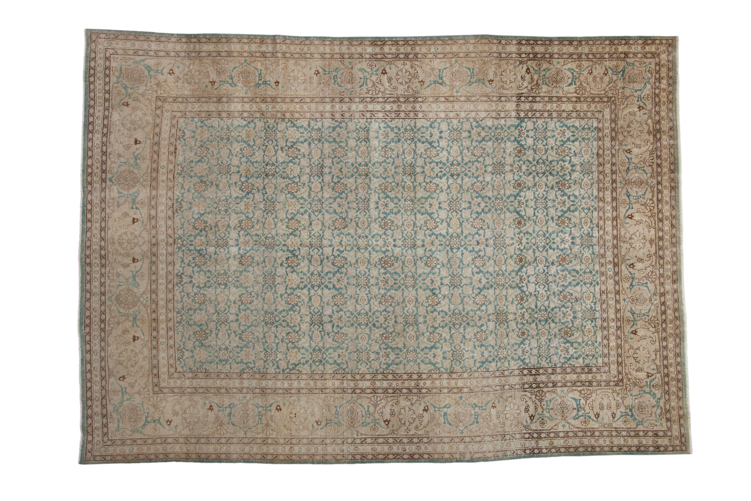 Vintage Distressed Tabriz Carpet 7x10, hand-knotted one of a kind piece
