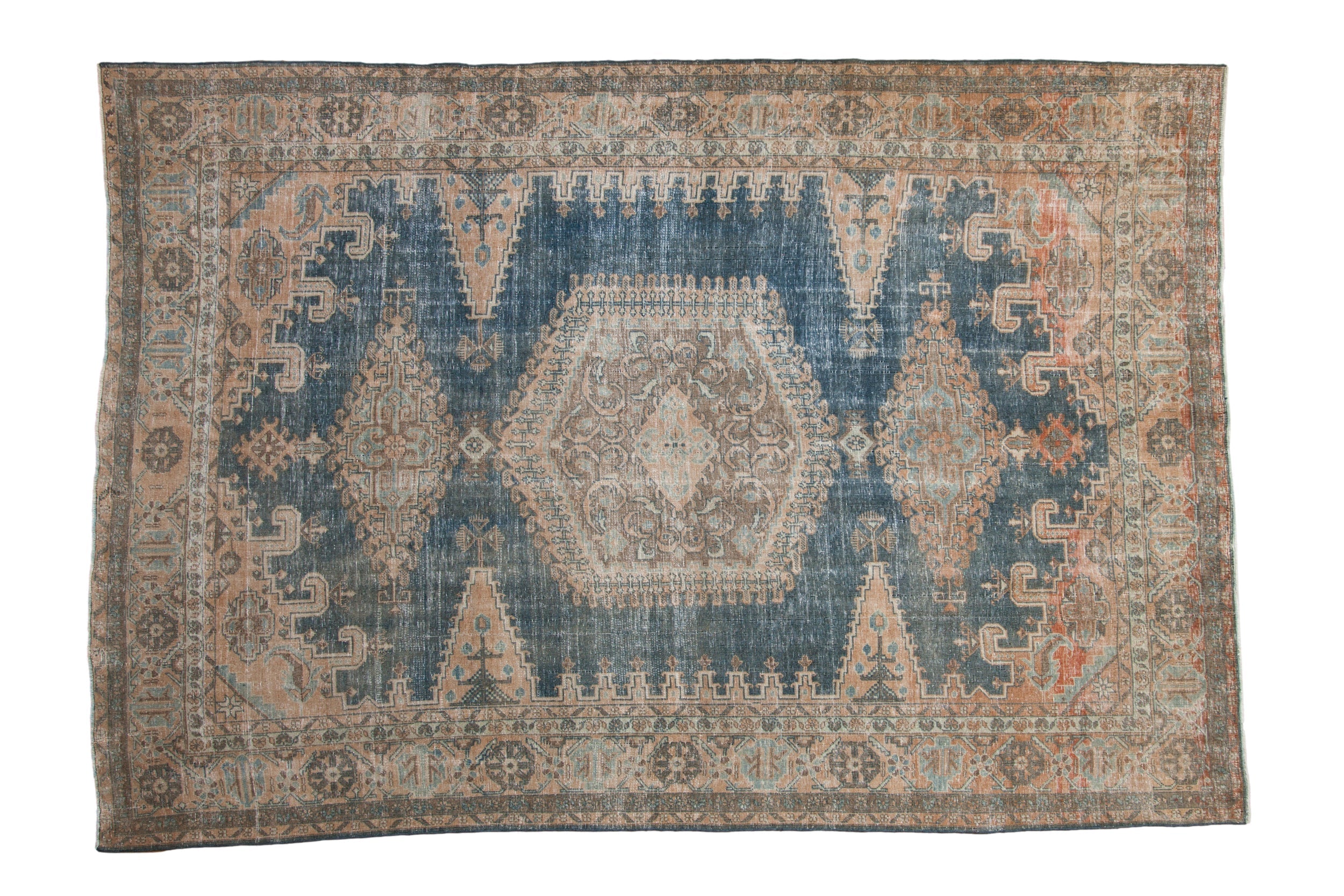 Vintage Distressed Veece Carpet 7.5x11, hand-knotted one of a kind piece
