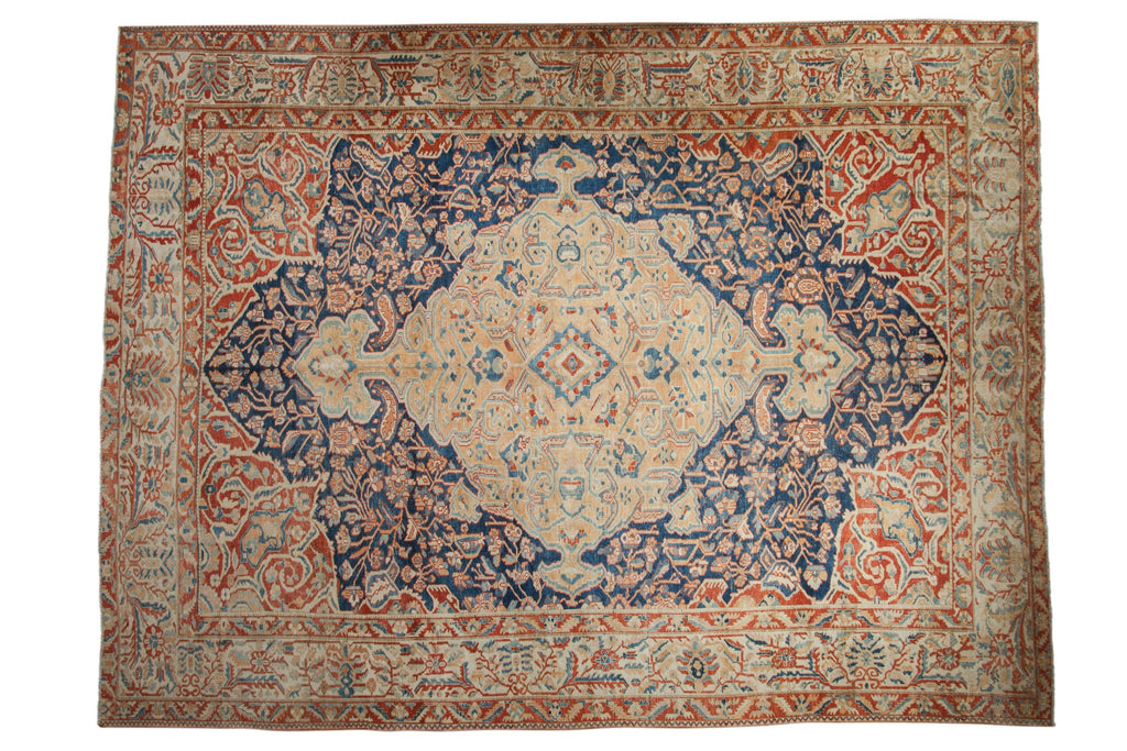 Vintage Distressed Baktiari Carpet 11x14.5, hand-knotted one of a kind piece