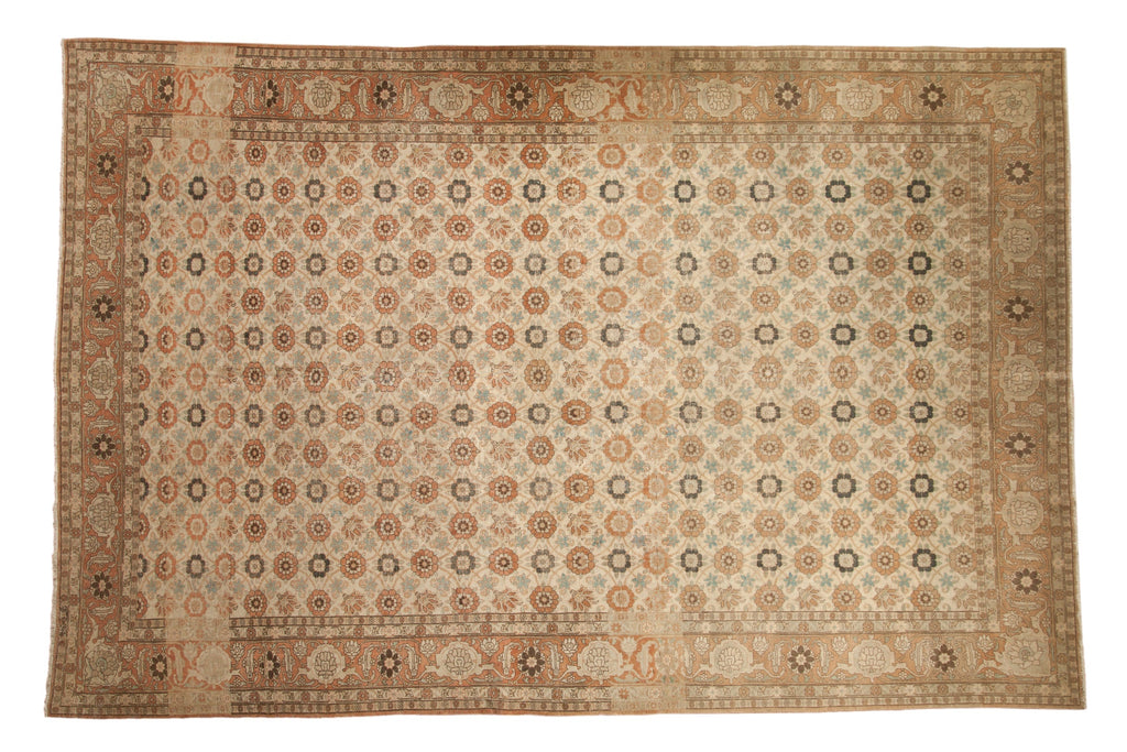 Vintage Distressed Qom Carpet 8.5x12.5, hand-knotted one of a kind piece