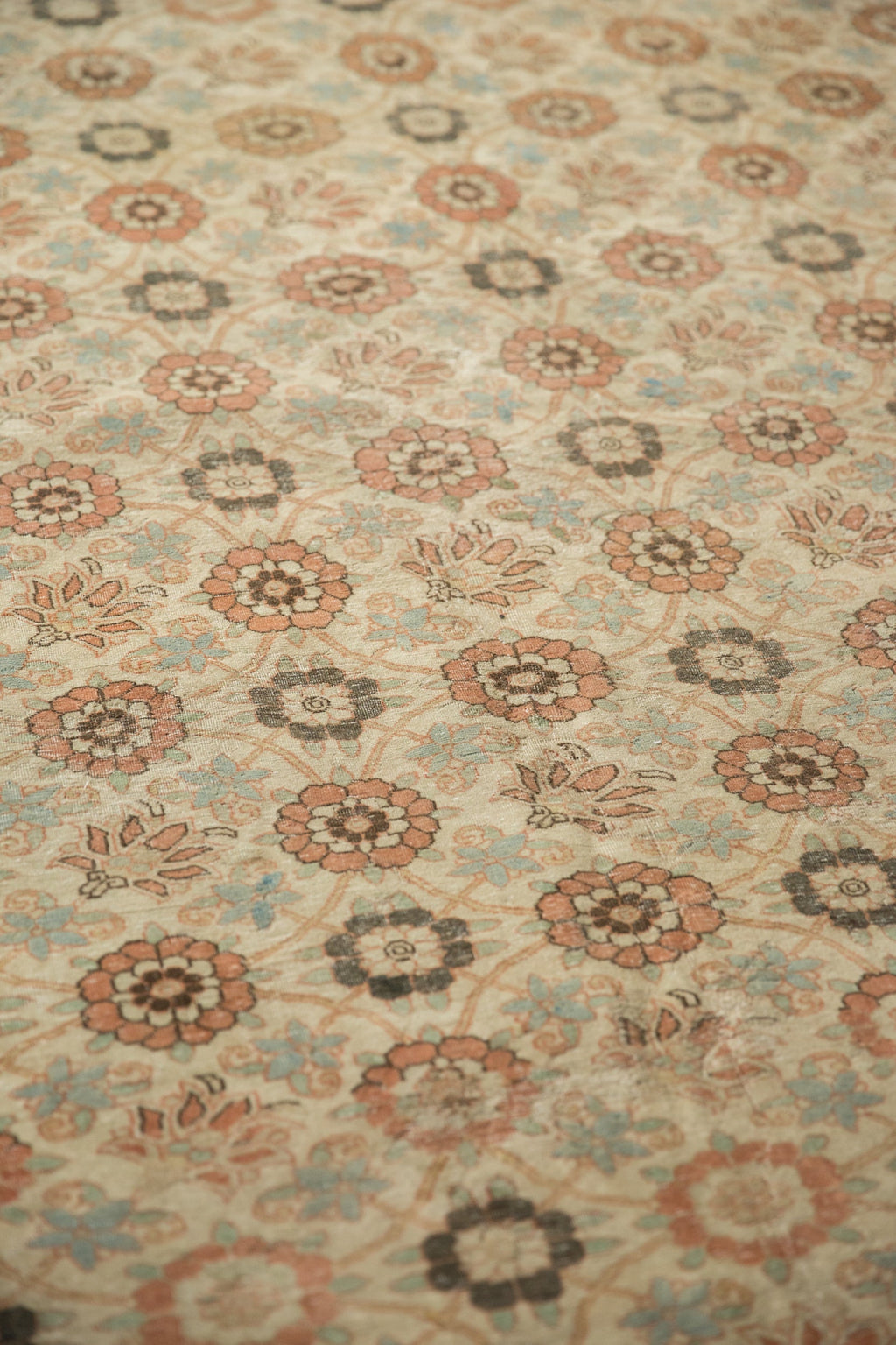 Vintage Distressed Qom Carpet 8.5x12.5, hand-knotted one of a kind piece