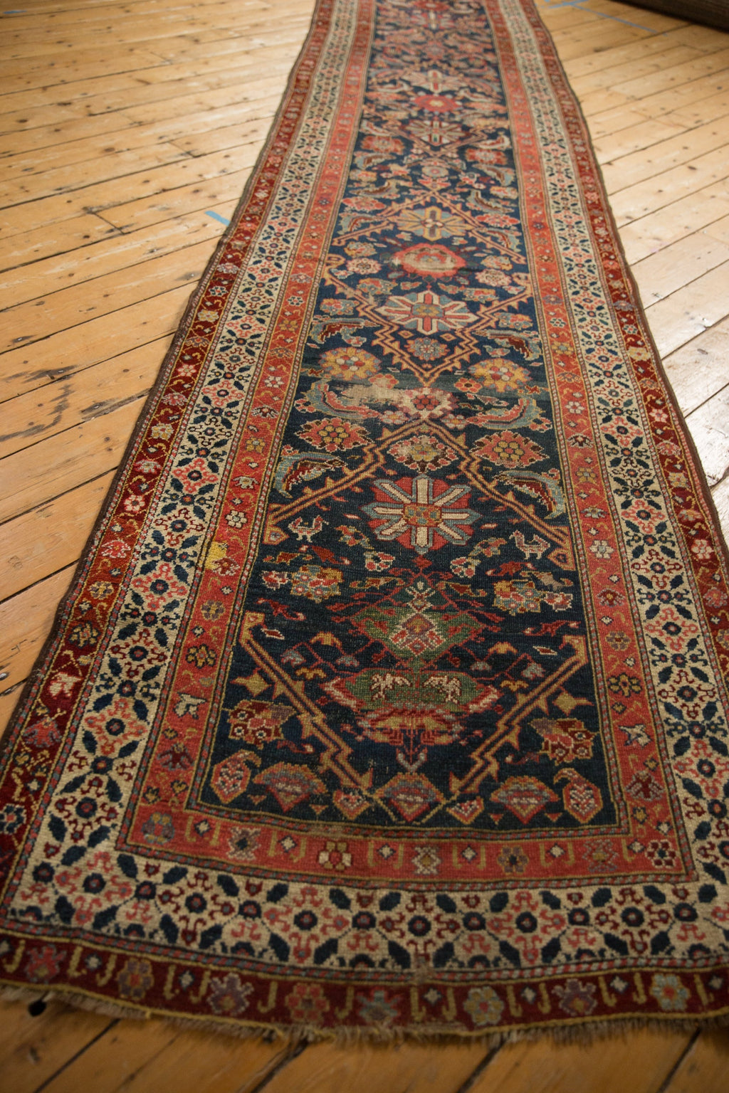 Back of the hand-knotted rug showing construction