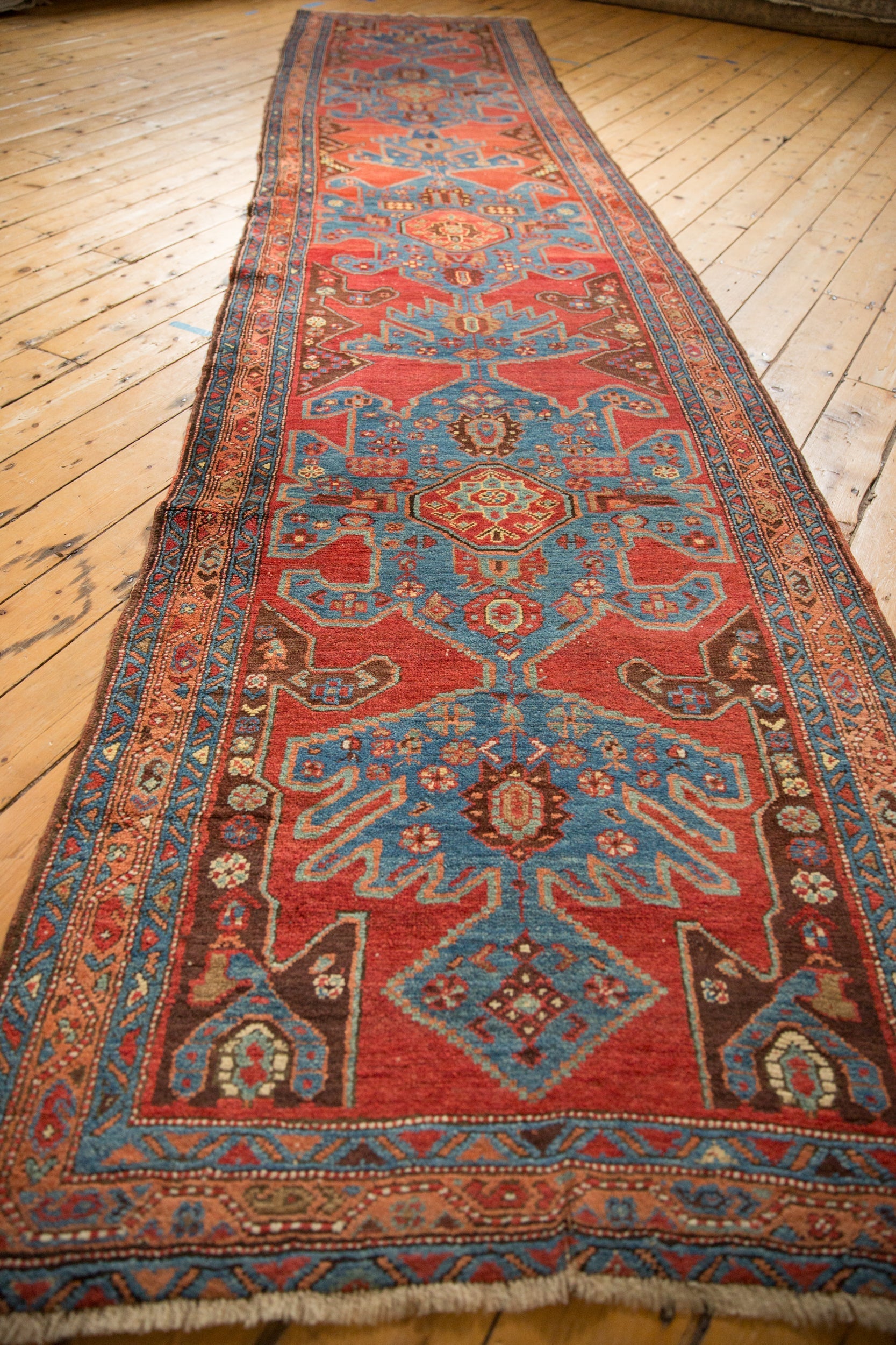 Back of the hand-knotted rug showing construction