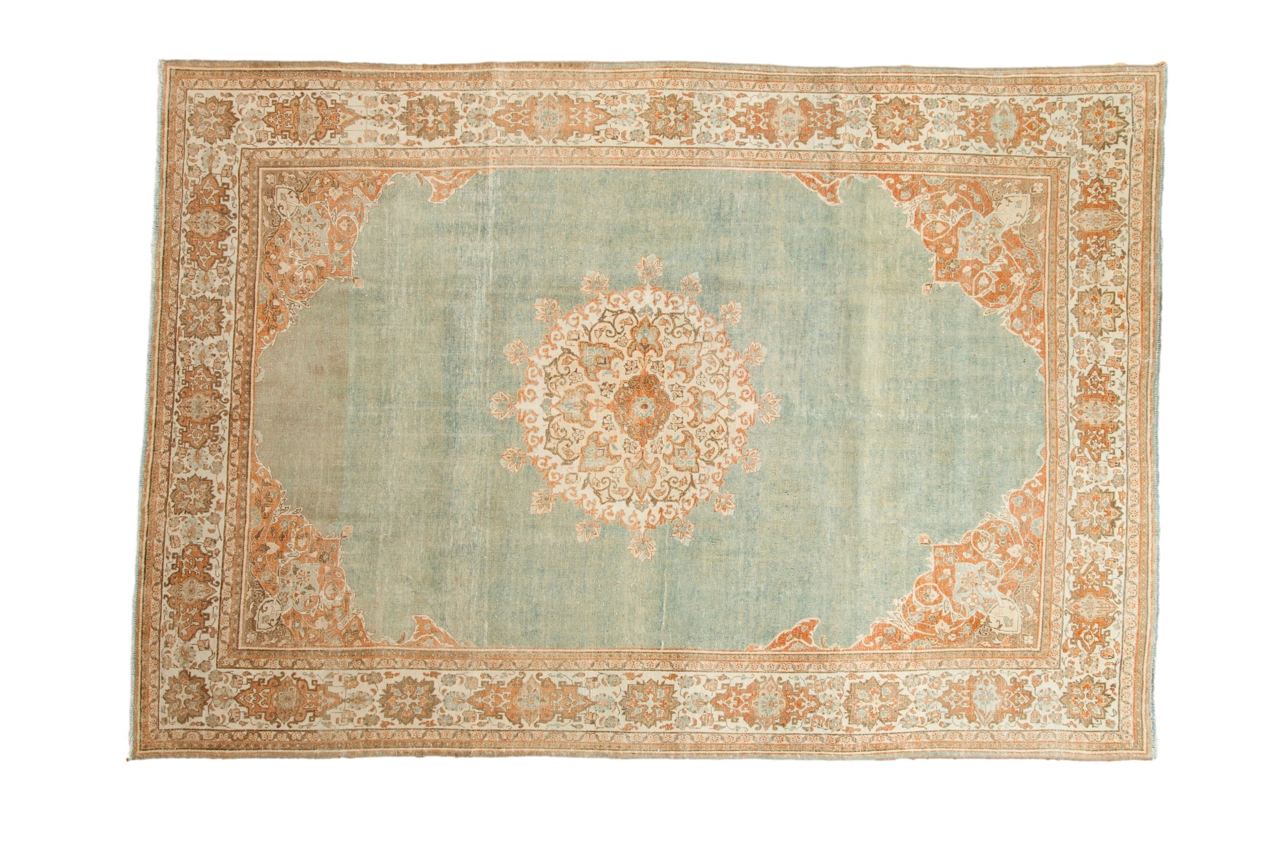 Vintage Distressed Meshed Carpet 7x10, hand-knotted one of a kind piece