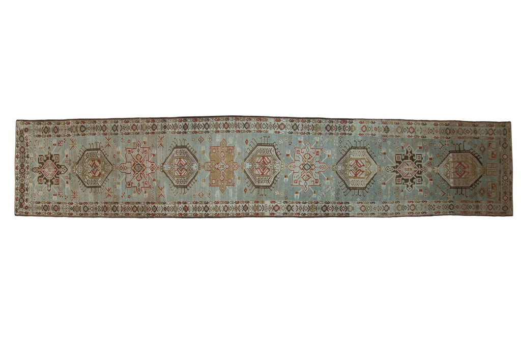 Vintage Distressed Karaja Runner 3.5x17, hand-knotted one of a kind piece