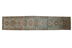 Vintage Distressed Karaja Runner 3.5x17, hand-knotted one of a kind piece