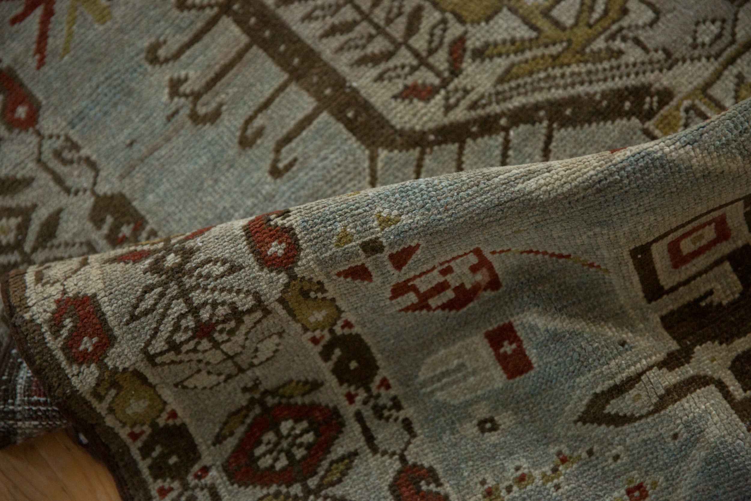 Vintage Distressed Karaja Runner 3.5x17, hand-knotted one of a kind piece