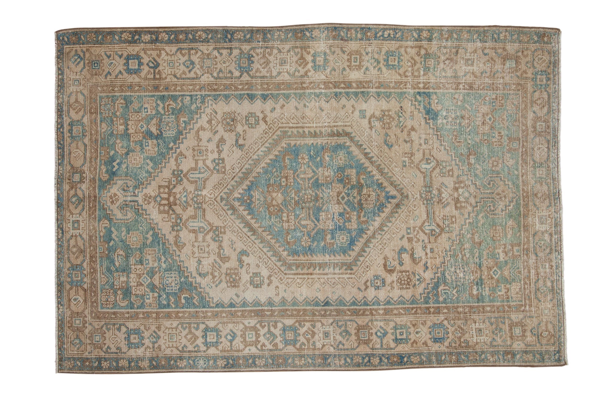 Vintage Distressed Hamadan Rug 4x6, hand-knotted one of a kind piece