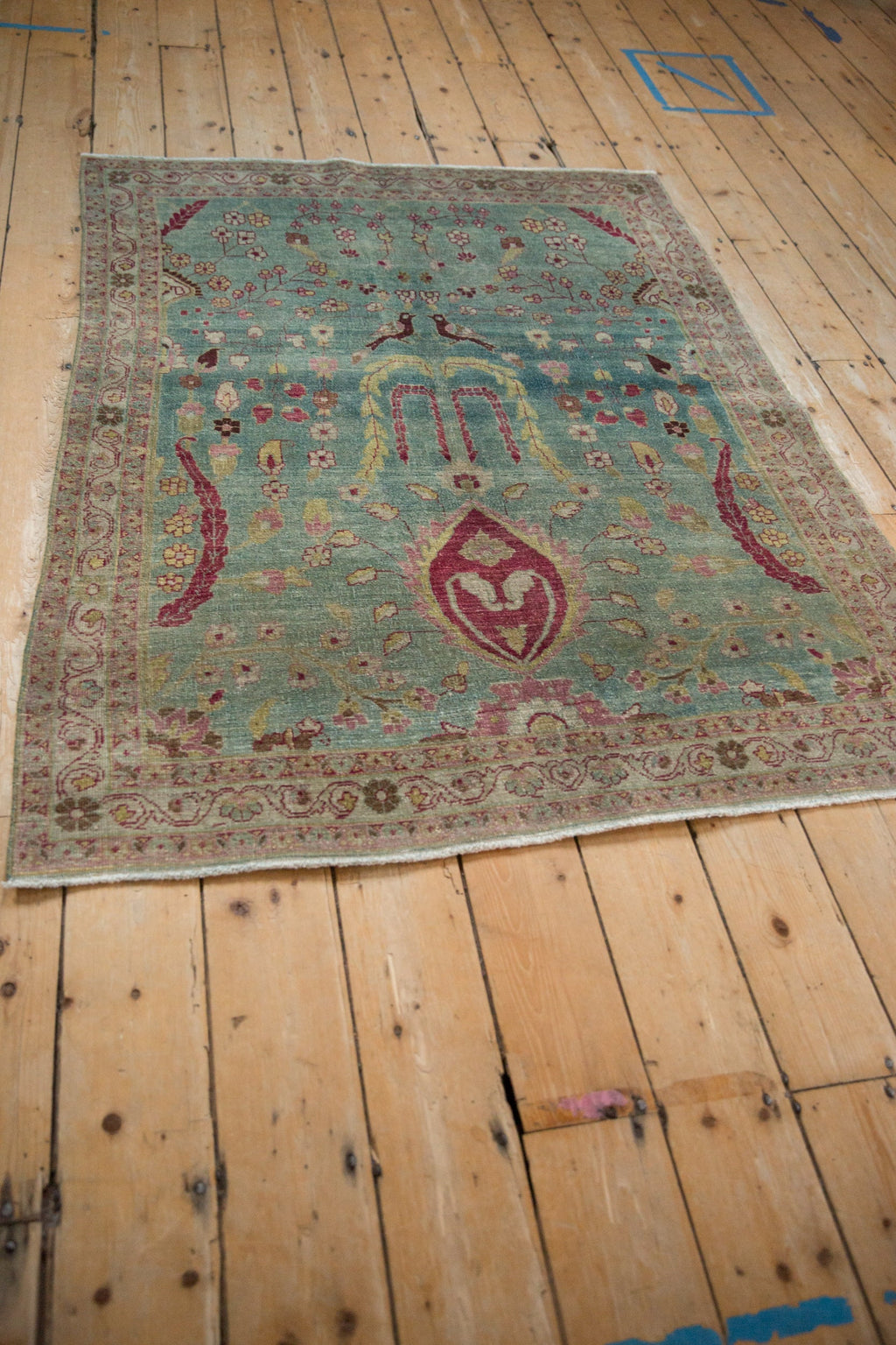 Back of the hand-knotted rug showing construction