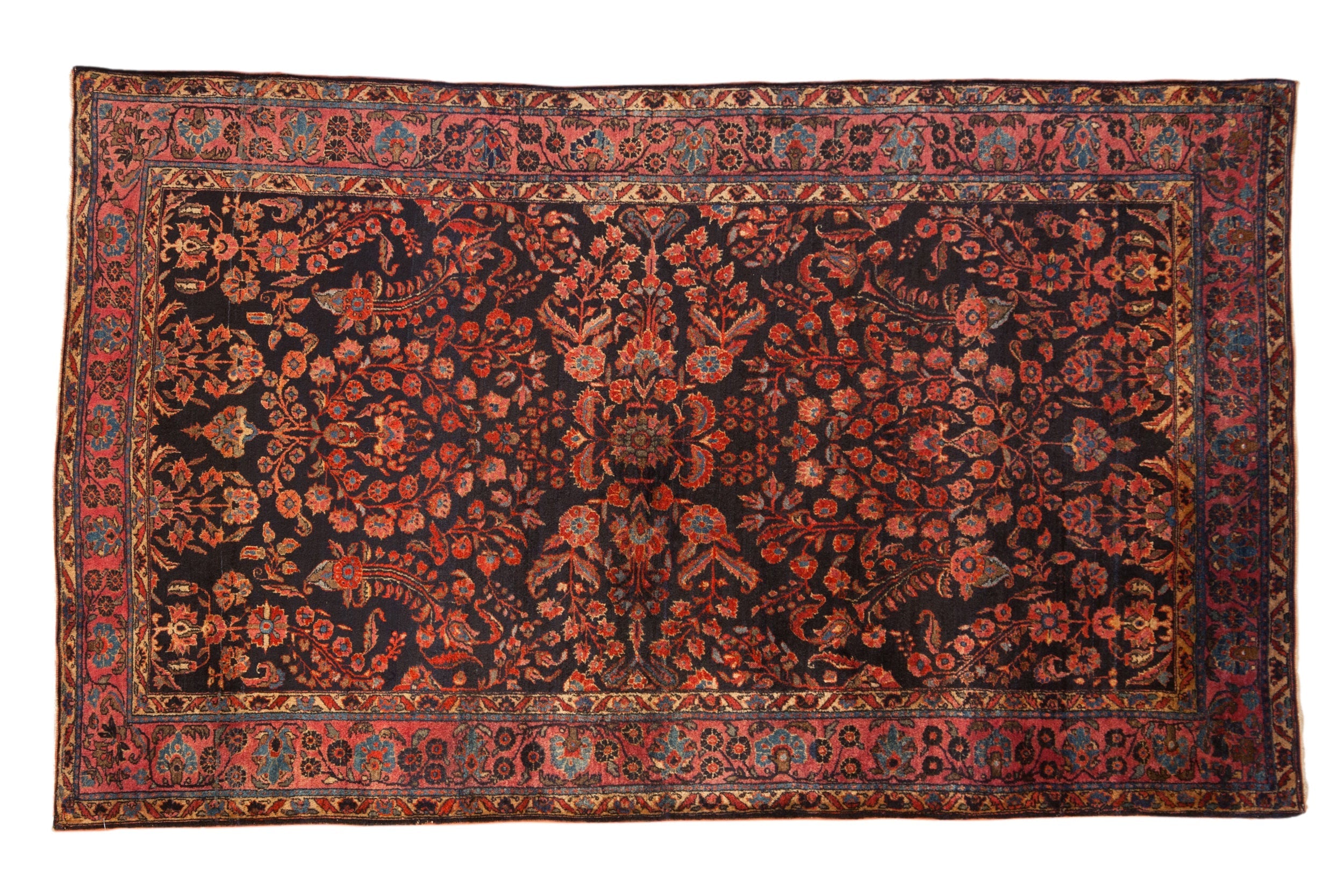 Antique Mohajeran Sarouk Rug 4x6.5, hand-knotted one of a kind piece