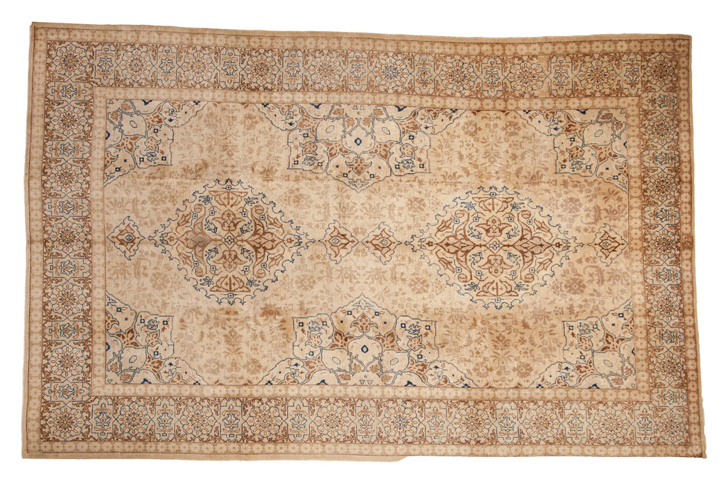 Vintage Distressed Tabriz Carpet 7x11, hand-knotted one of a kind piece