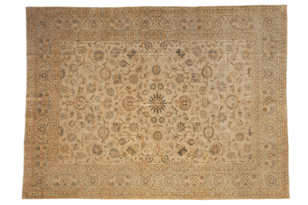 Vintage Distressed Kashan Carpet 8.5x11.5, hand-knotted one of a kind piece