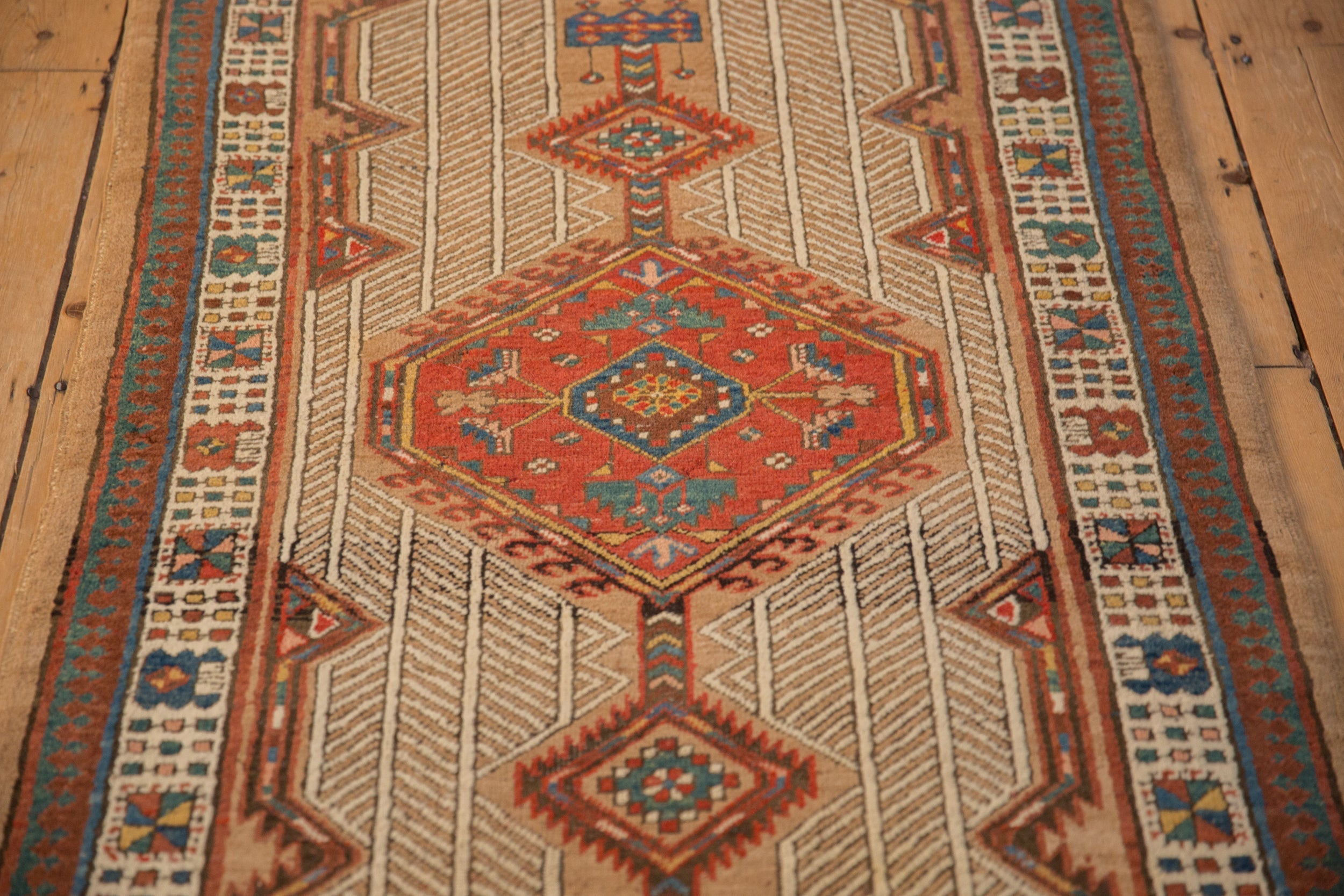 Back of the hand-knotted rug showing construction