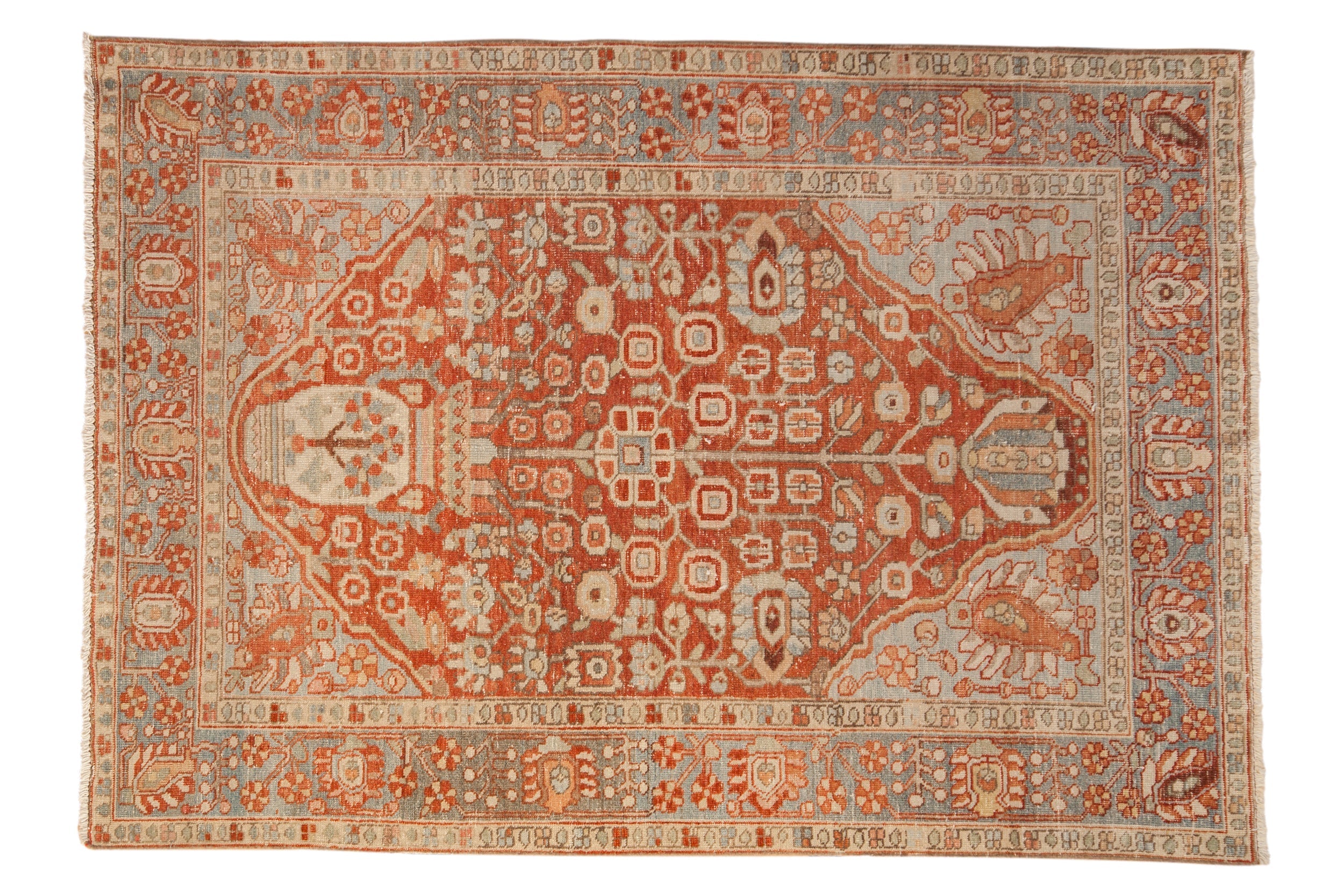 Vintage Distressed Baktiari Rug 4.5x6.5, hand-knotted one of a kind piece