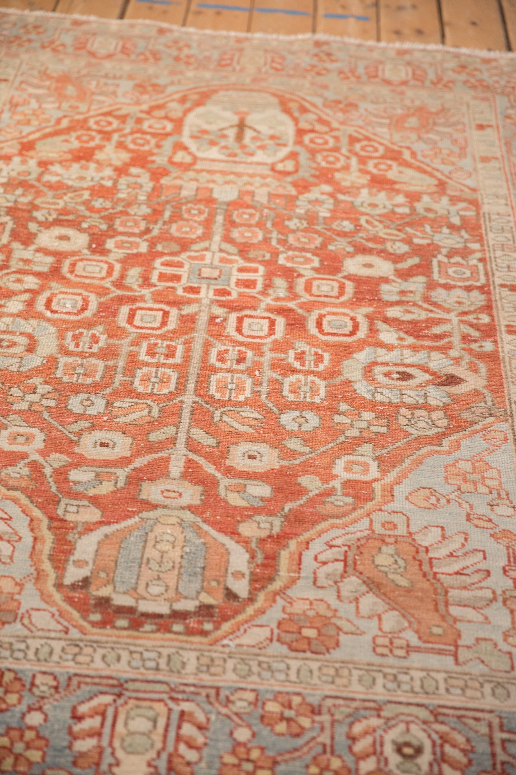 Back of the hand-knotted rug showing construction