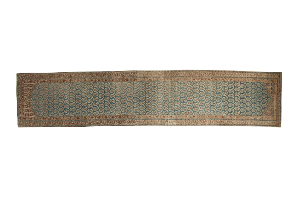 Vintage Distressed Hamadan Runner 3x16, hand-knotted one of a kind piece