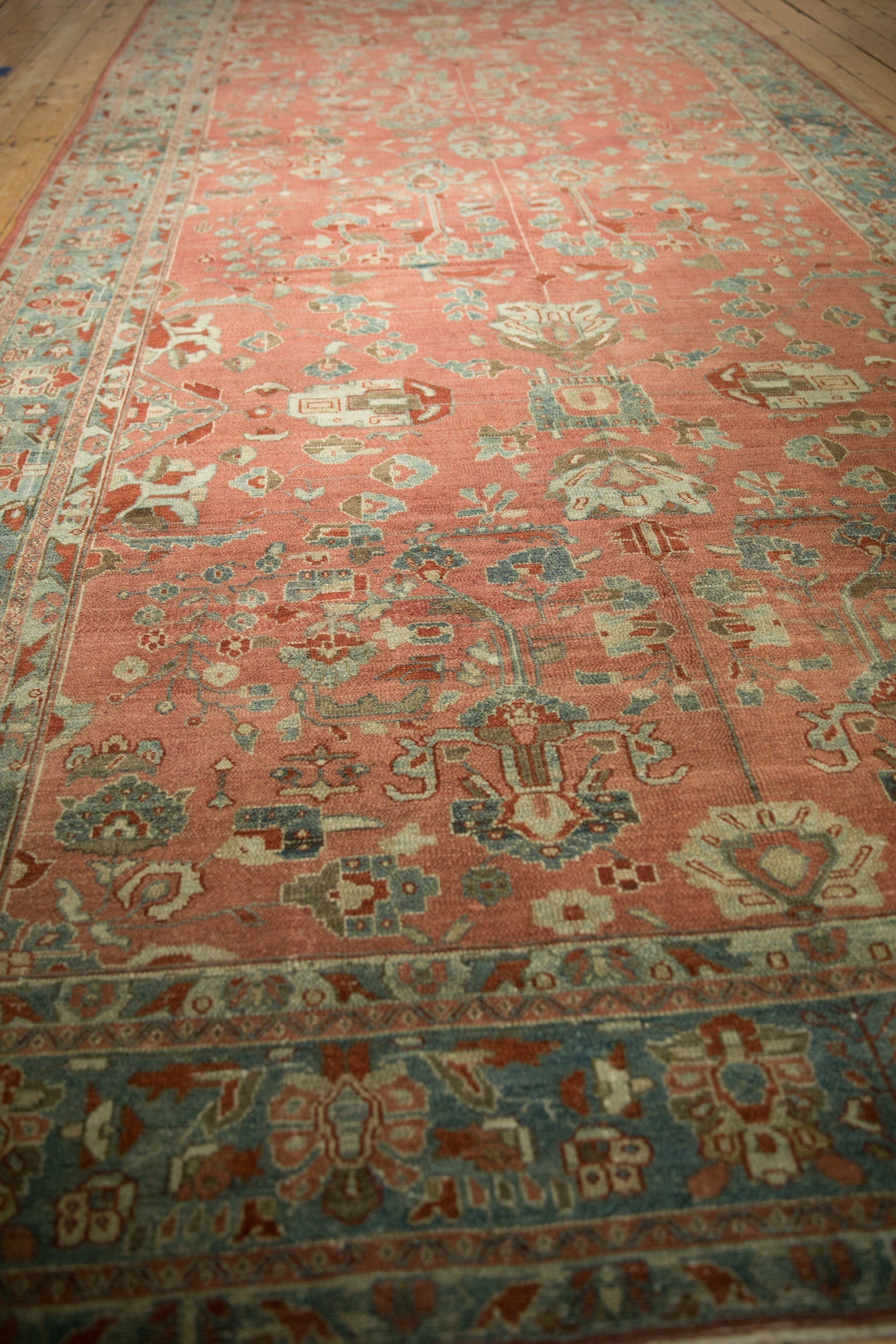 Back of the hand-knotted rug showing construction