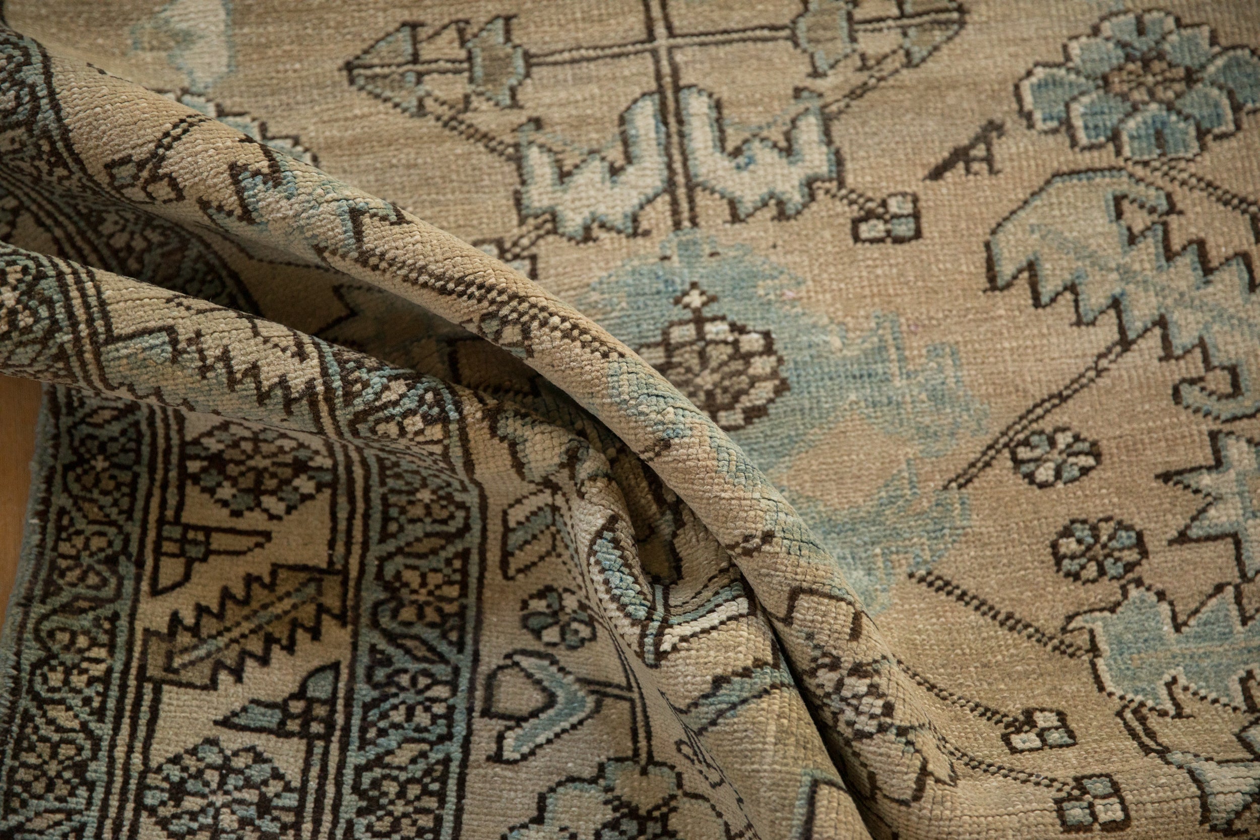 Vintage Distressed Heriz Runner 3.5x14.5, hand-knotted one of a kind piece