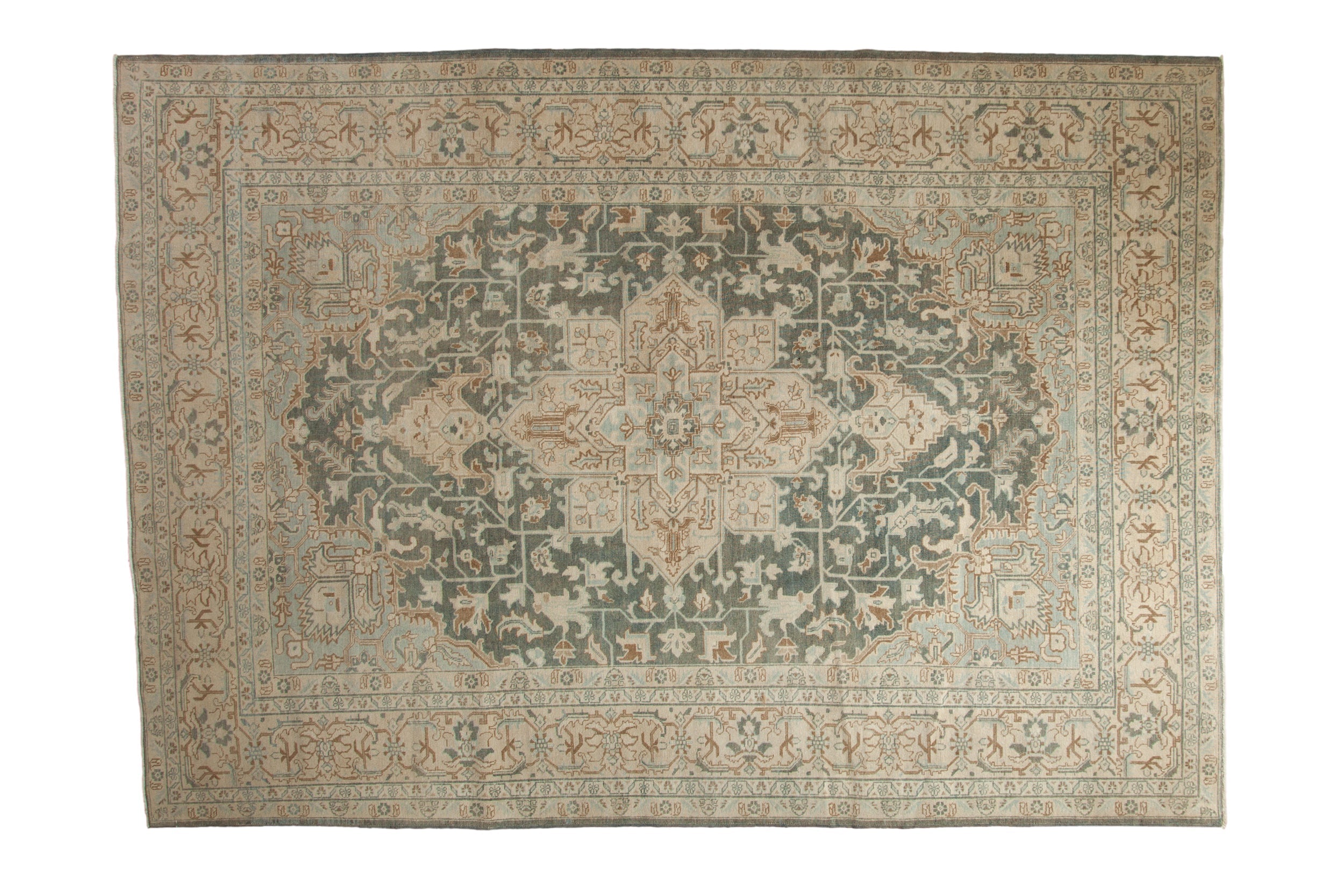 Vintage Distressed Tabriz Carpet 7x10.5, hand-knotted one of a kind piece