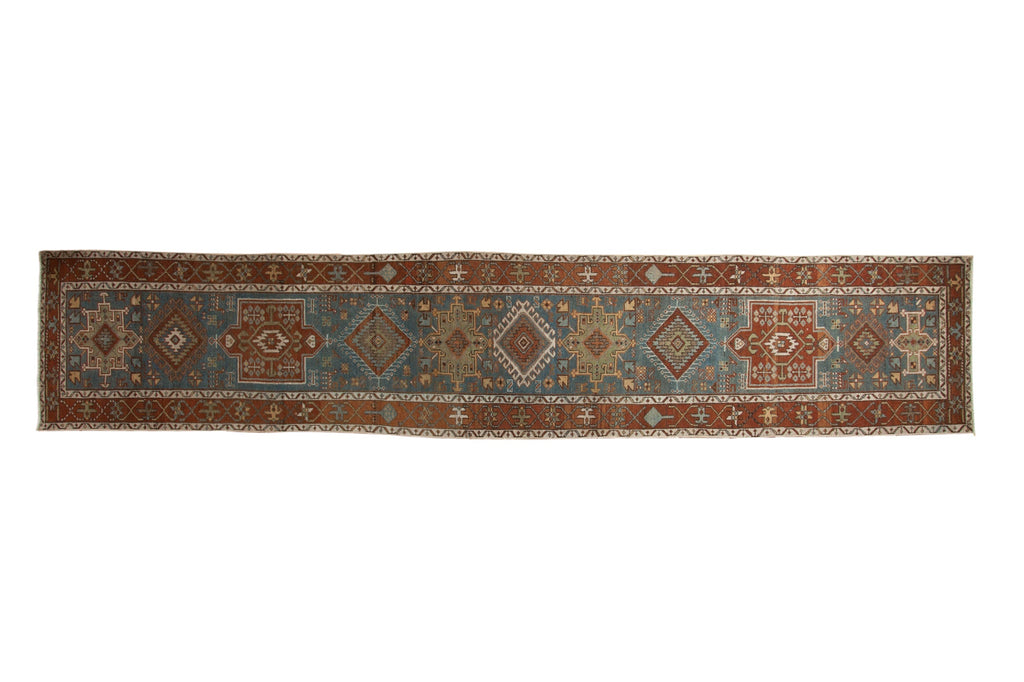 Vintage Distressed Karaja Runner 3x14.5, hand-knotted one of a kind piece