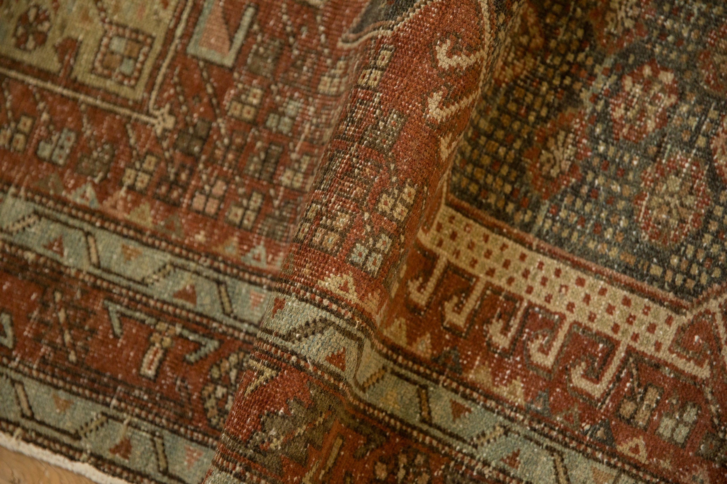 Vintage Distressed Karaja Runner 3x10.5, hand-knotted one of a kind piece