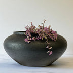 Milan, Terracotta Vessel, Handpainted in Jet Black, 12.5"D x 6.2"H