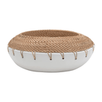 Benton Terracotta Planter with Hand-Woven Rattan Stitching