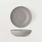 Stoneware Bowl with Grey Hand-Stamped Pattern