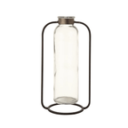 Glass Bud Vase in Metal Stand