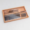 Laguiole black flatware set of 24 pieces in beechwood box with acrylic lid