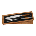 Laguiole carving set with acacia wood knife and fork in a wooden box