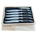 Laguiole antler steak knife set of six in an open wooden box