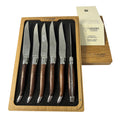 Laguiole rosewood steak knife set of six in its wooden box with certificate