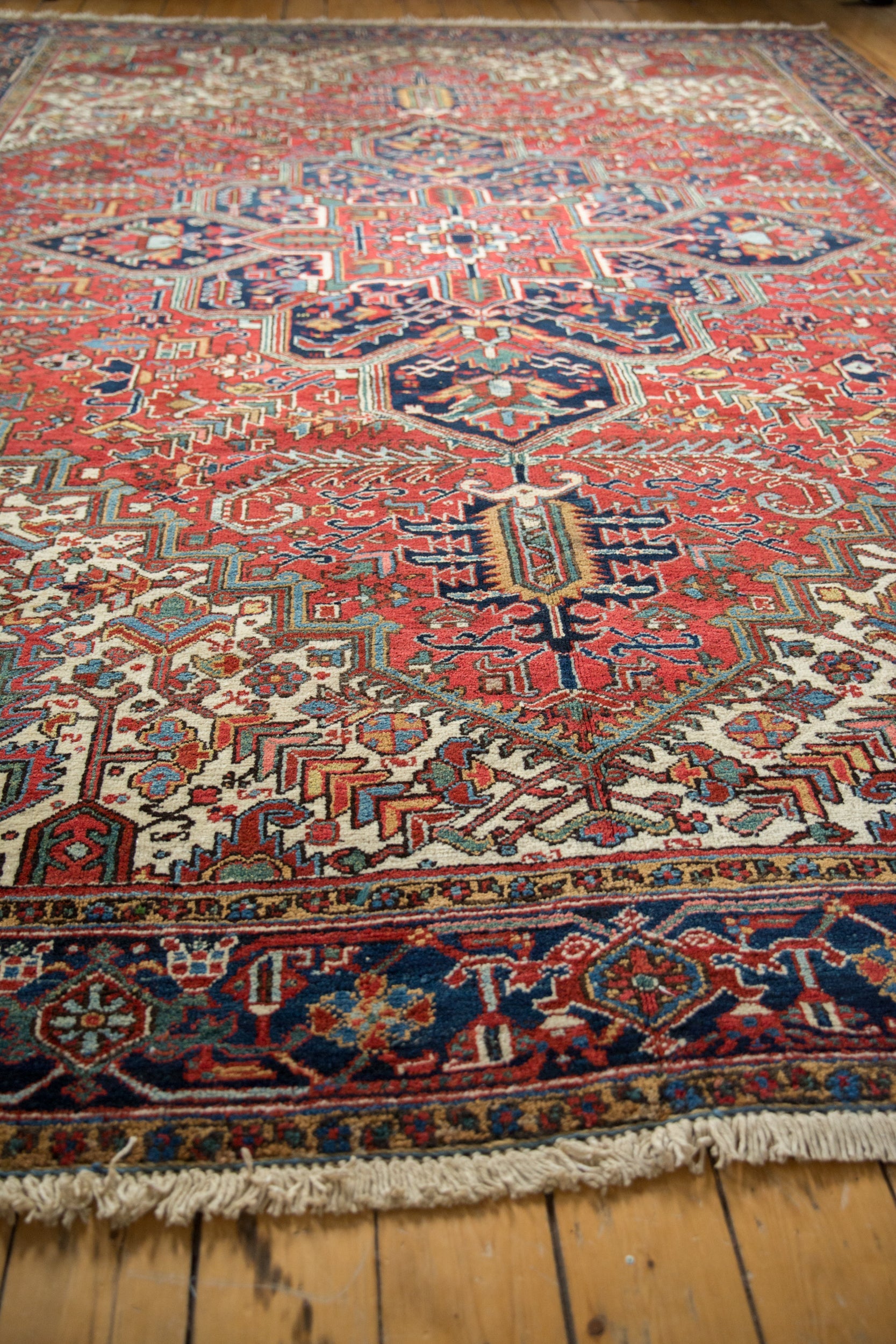 Back of the hand-knotted rug showing construction