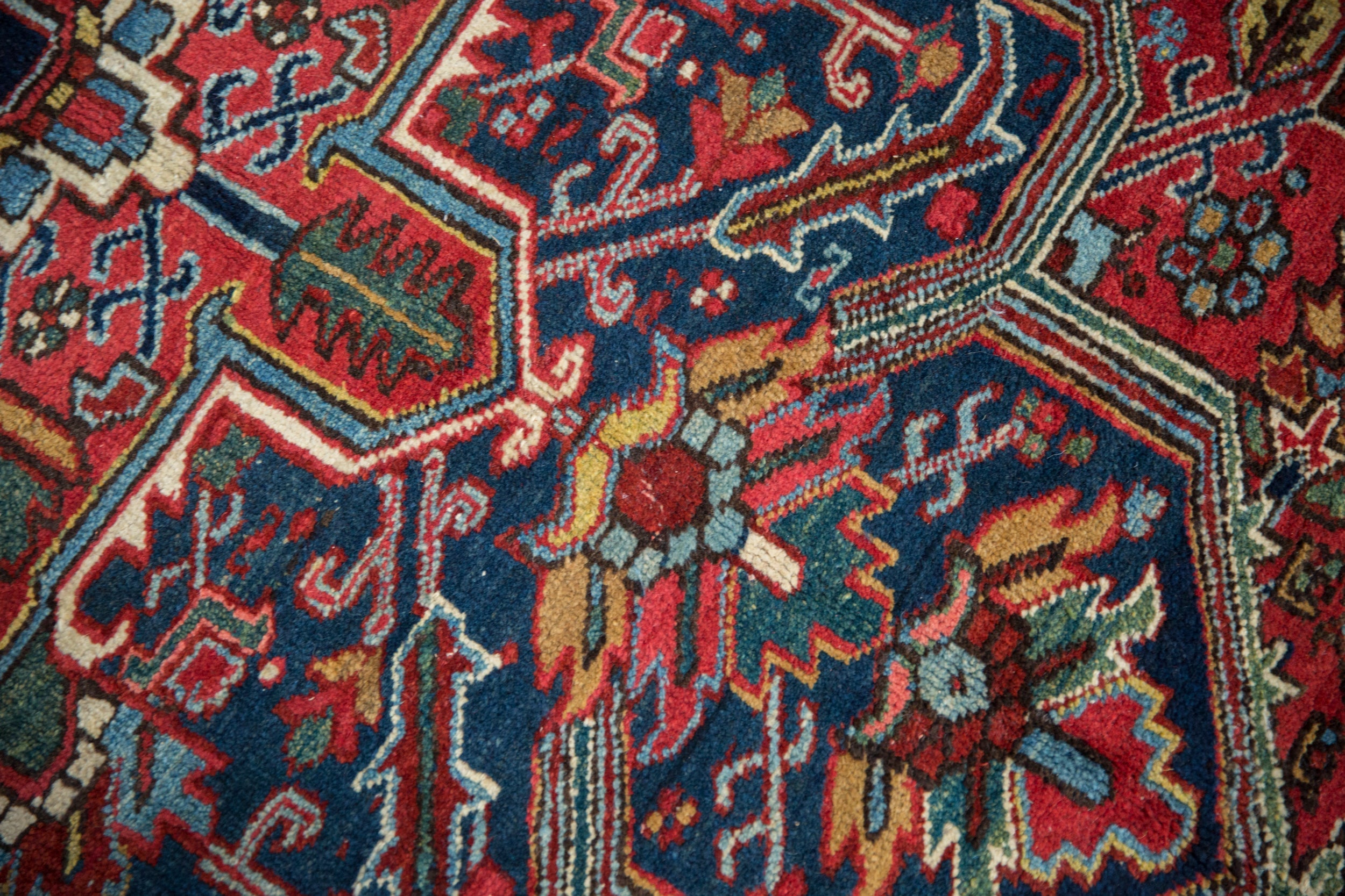 Back of the hand-knotted rug showing construction