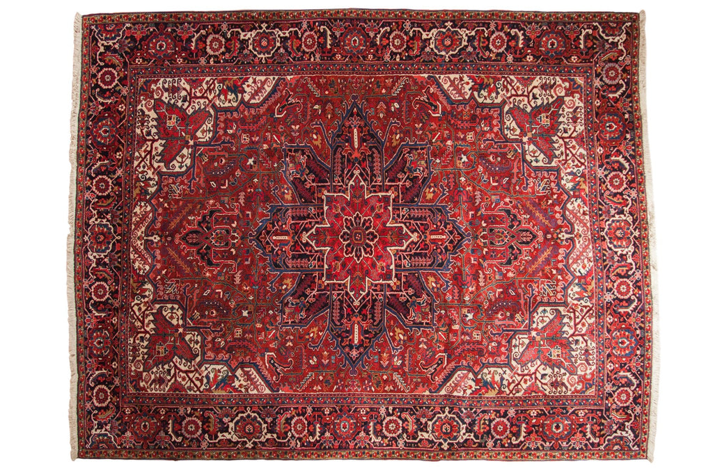 Vintage Heriz Carpet 10x13, hand-knotted one of a kind piece