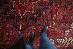 Full overhead view of Heriz carpet 10x13
