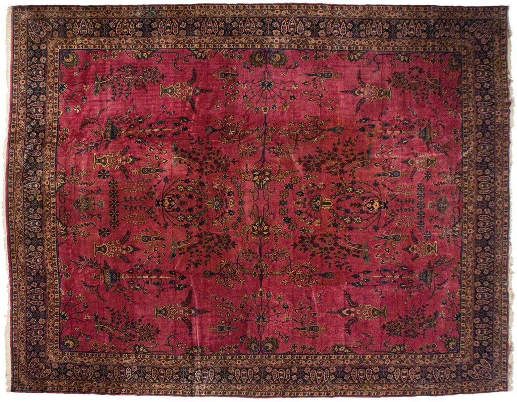 Vintage Meshed Carpet 14.5x18.5, hand-knotted one of a kind piece